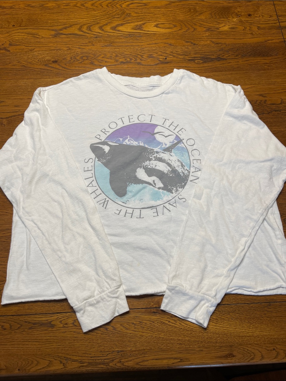 AE Protect The Ocean Whale Graphic Long Sleeve Tee - White
